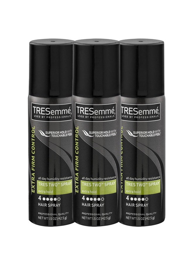 TRESemmé Tresemme Travel Size Hair Spray, 3 Pack, Tres Two Spray, Extra Hold Styling Hair Spray with All Day Humidity Resistance, Extra Firm Control Hairspray, 1.5 oz Each  - Image 1
