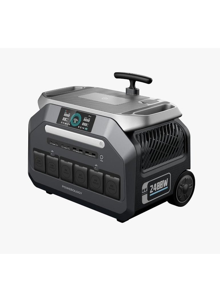 Solar Input Portable Generator 2400W/ 600000mAh Battery Capacity/ 100W Power Delivery/ 4 AC Sockets/ 3 DC Output- Black