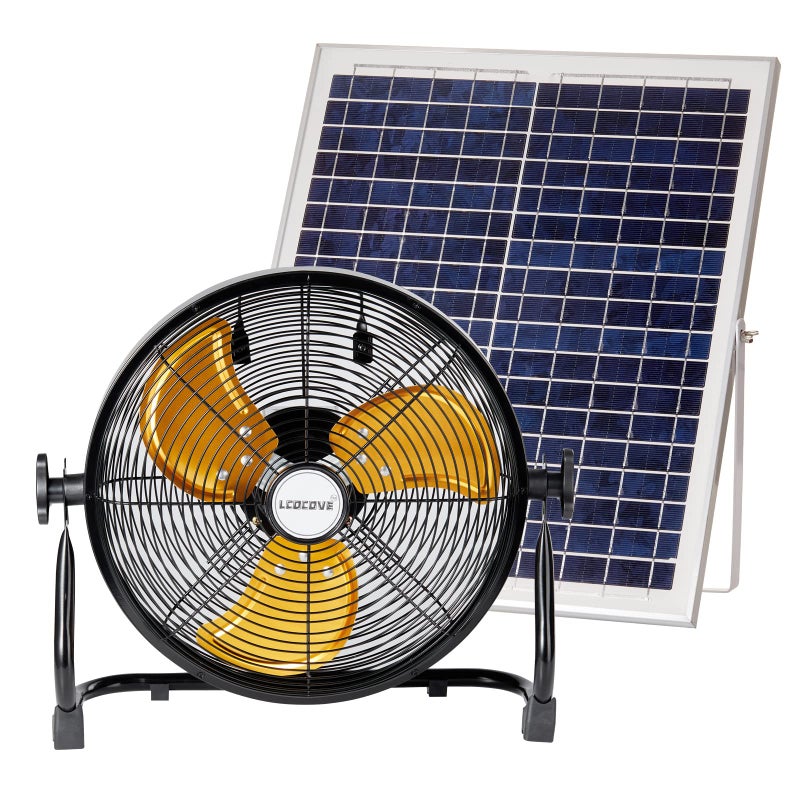 lcocove Outdoor Fan Can Running 524 HoursSolar Powered Fan For ShedHomeOusideCampingwith USB Output For Emergency Situation Without Electric