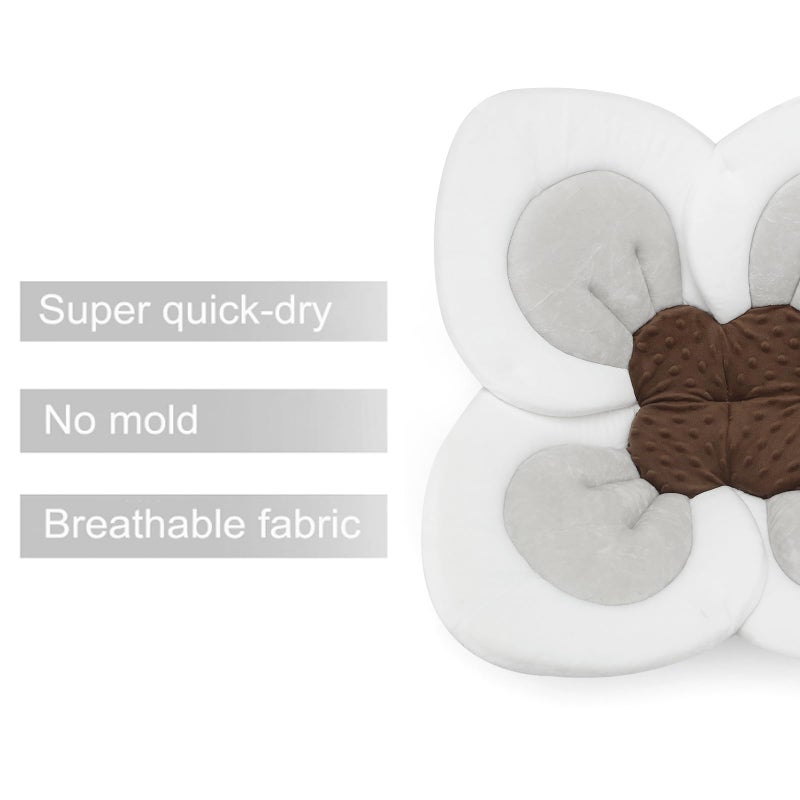 PandaEar Baby Bath Pad for Infant Newborn | Soft Flower Petals for Sink Bathtub Essentials Shower Gift (Grey) - Image 2