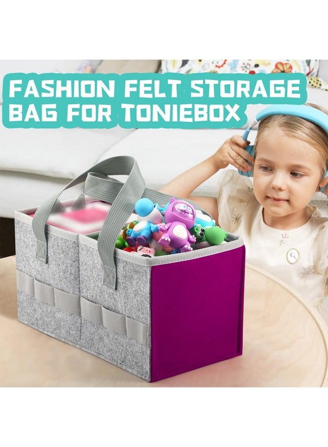 Seracle Carrying Case Travel Felt Bag Compatible With Toniebox Starter Set And Tonies Figurine (Gray+Purple)  - Image 4