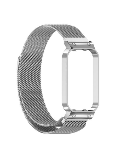 For XiaomiMi Band8 Active Milano Strap Redmi Redmi Bracelet 2 Metal Steel Strap-Color:Silver (milanese Belt)
