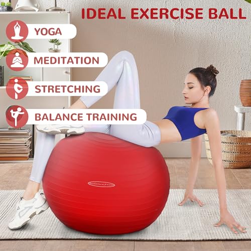 Fitvids Anti-Burst and Slip Resistant Exercise Ball Yoga Ball Fitness Ball Birthing Ball with Quick Pump, 2,000-Pound Capacity, Red, 30-inch, XL - Image 5