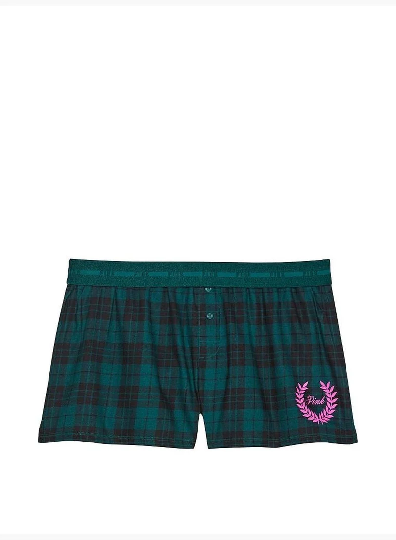 PINK Flannel Boxy Pajama Shorts