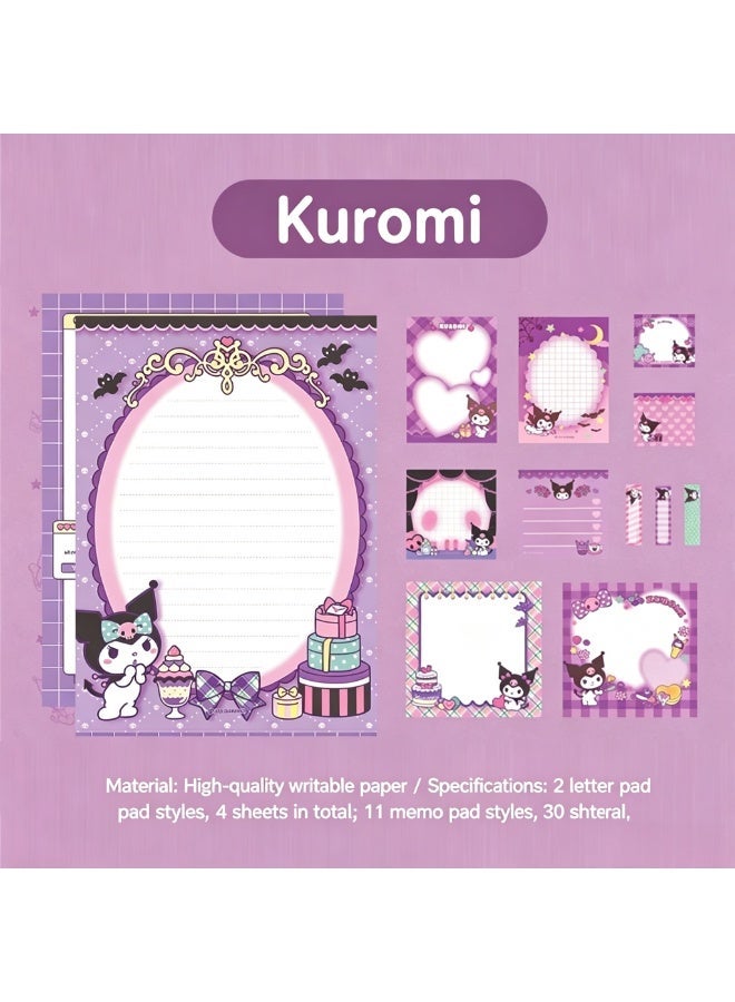 Kuromi Sticky Notes Set, Cute Cartoon Memo Pad, Journaling Bookmarks and Index Tabs for Students, Purple - Image 2