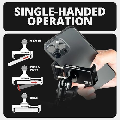 Tackform Black Motorcycle Perch/Brake/Clutch Reservoir Phone Mount - 20MAXX Spring Cradle | 3.5” Long Reach Arm | Billet Aluminum | Compatible with Harley-Davidson, Gold Wing, Honda, More - Image 5