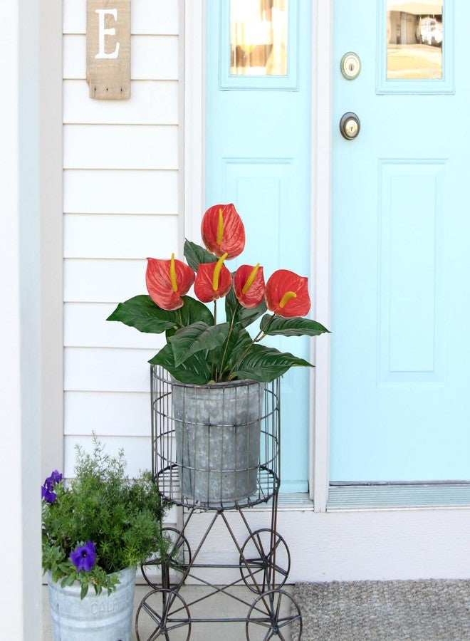 Briful Anthurium Artificial Plants & Flowers, Fake Outdoor Flowers Bush Realistic Faux Tropical Flowers Bulk Silk Floral Stems for Home Garden Patio Table Centerpieces Grave Vase Decor (Red) - Image 5