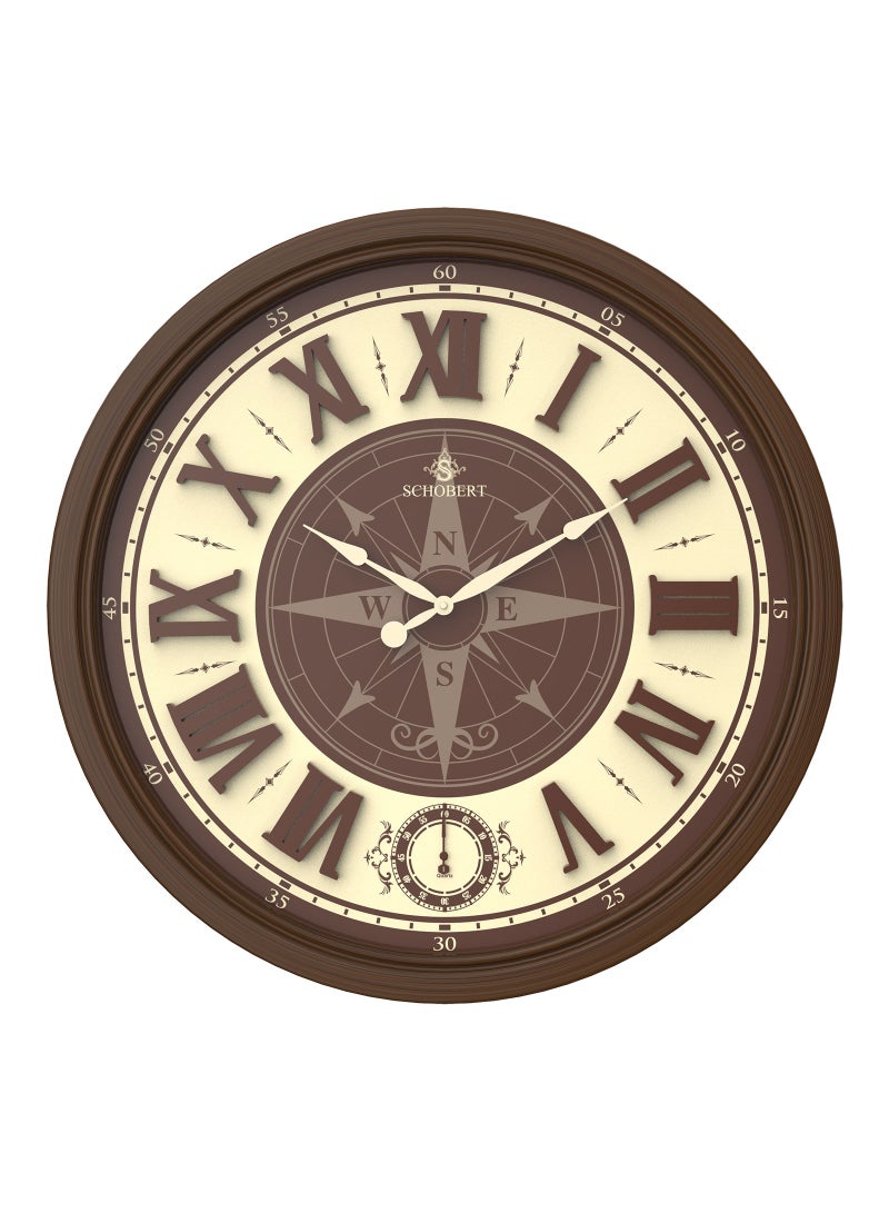 Schobert Wooden Wall Clock 6429, Size: 60 cm, Silent Silky Move,Sub-Second Hand 3D Numerals - Image 1