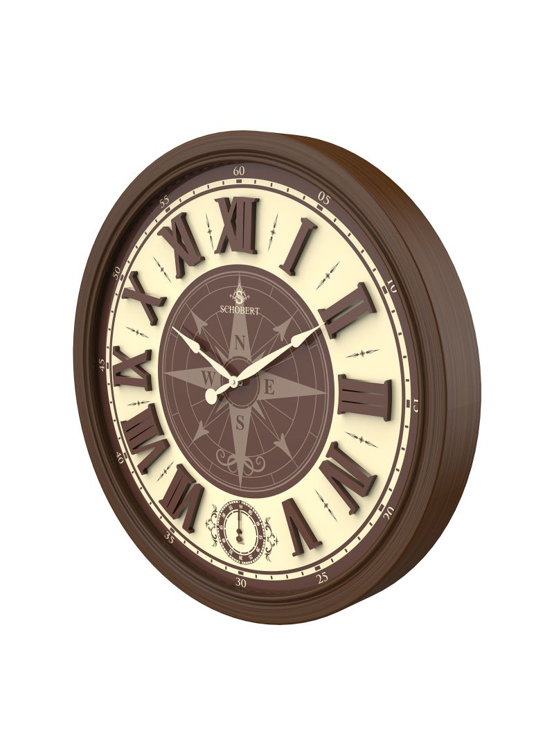 Schobert Wooden Wall Clock 6429, Size: 60 cm, Silent Silky Move,Sub-Second Hand 3D Numerals - Image 2