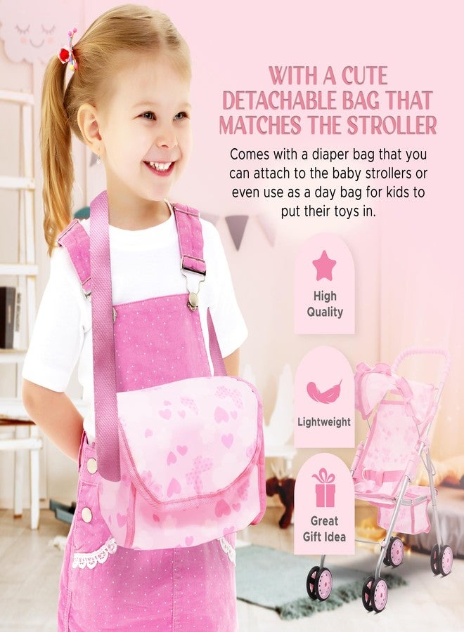 Dolls To Play Baby Doll Stroller Bed and Swing Nursery Playset, Baby Doll Accessories Furniture Set Convertible High Chair Diaper Bag Role Play Deluxe Baby Doll Set - Image 2