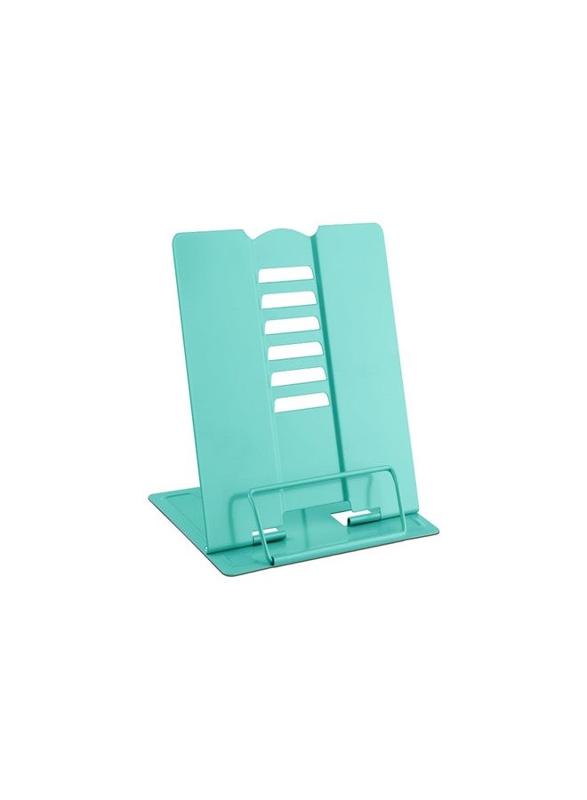 MSDADA Small Desk Book Stand Metal Reading Rest Book Holder Adjustable Cookbook Documents Holder Portable Sturdy Bookstands for Recipes Textbooks Tablet Music Books(Light Green) - Image 1