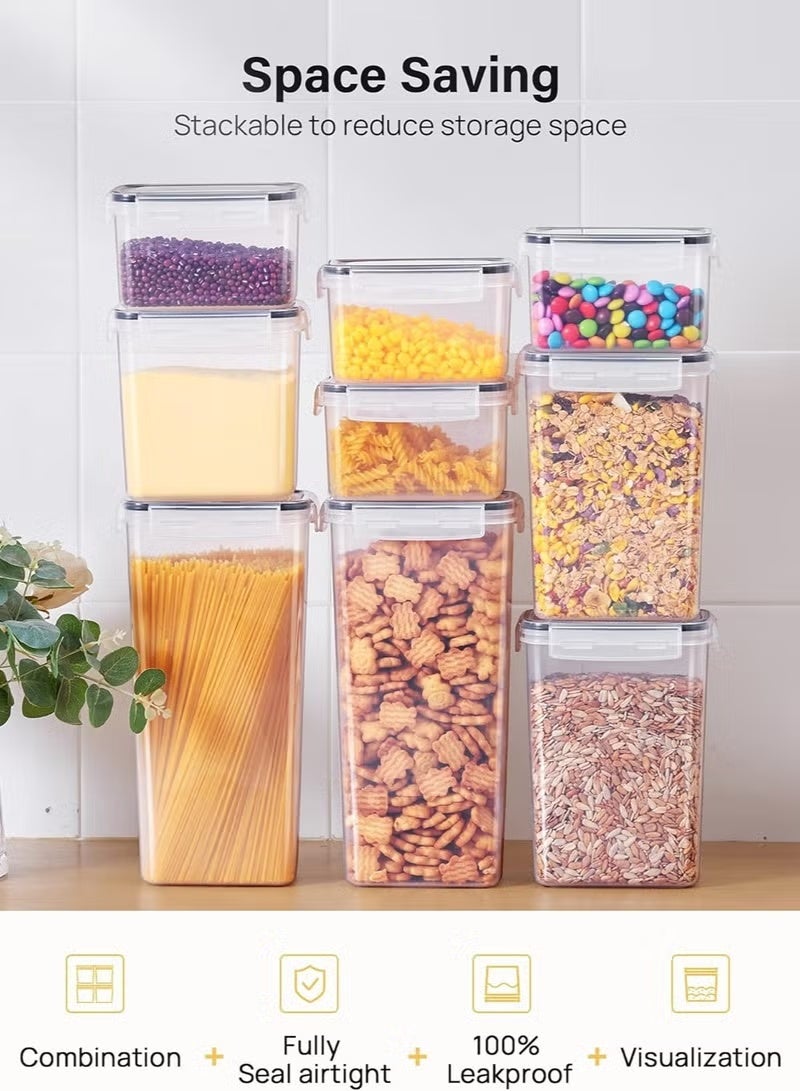 Noon East 16PCS Airtight Food Storage Containers with Lids, BPA Free,4 Sizes Cereal Containers Storage Set with Labels and Pen, Storage Jars Set for Kitchen Organization, Ideal for Spaghetti, Cereal, Flour - Image 2