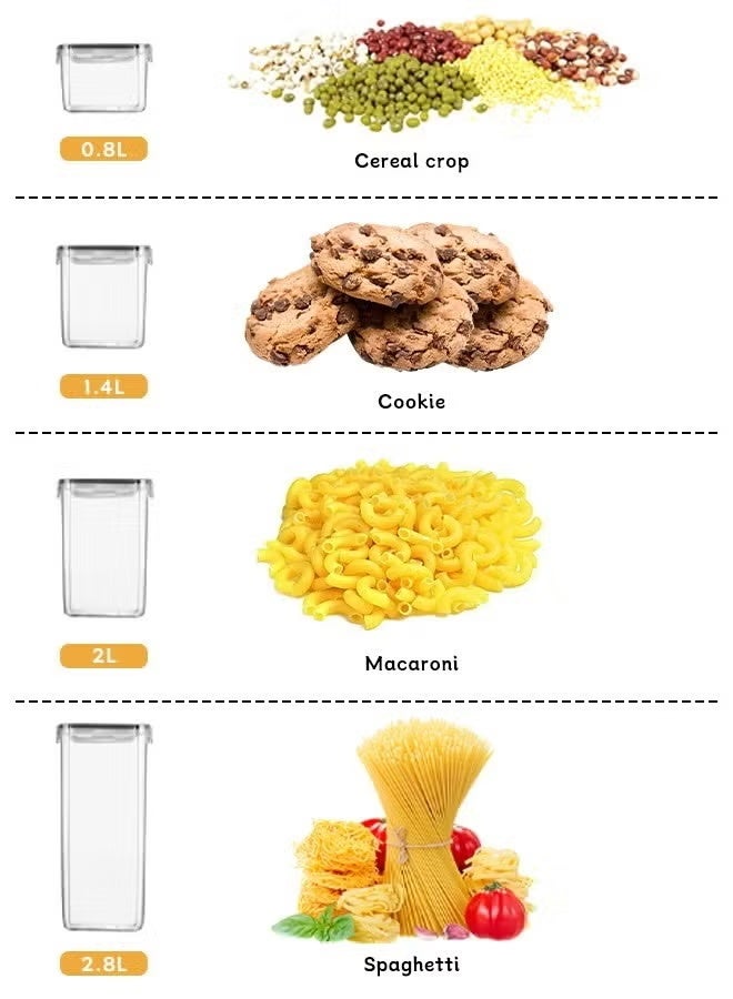 Noon East 16PCS Airtight Food Storage Containers with Lids, BPA Free,4 Sizes Cereal Containers Storage Set with Labels and Pen, Storage Jars Set for Kitchen Organization, Ideal for Spaghetti, Cereal, Flour - Image 4