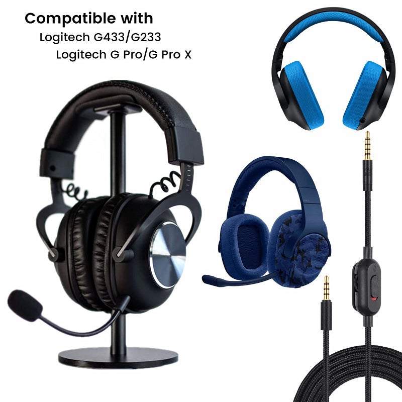 weishan G433 Aux Cord Compatible with Logitech Wired G233 / G Pro/G Pro X Gaming Headsets, 3.5mm(1/8") Audio Cable with Inline Mute & Volume Control, 6.6ft - Image 2
