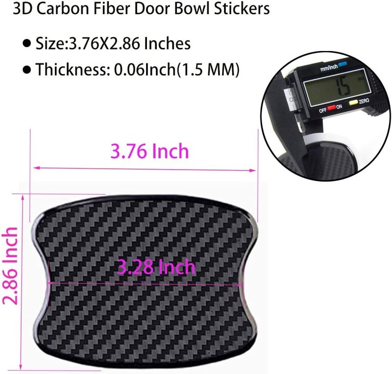 WORCAS 4Pcs Car Door Handle Protective Films, Universal 3D Carbon Fiber Car Door Handle Paint Protection Film for Grip Recesses(S) - Image 4