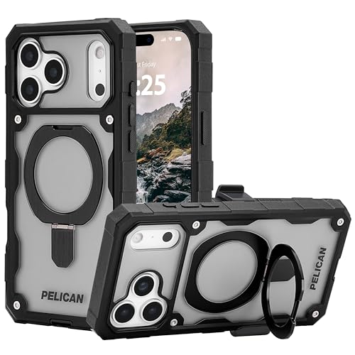 Pelican Shield iPhone 17 Pro Max Case Compatible with MagSafe Rugged Phone Case w 21ft MilitaryGrade Drop Protection Heavy Duty Phone Cover with Builtin Stand for iPhone 17 Pro Max Smoke - Image 1