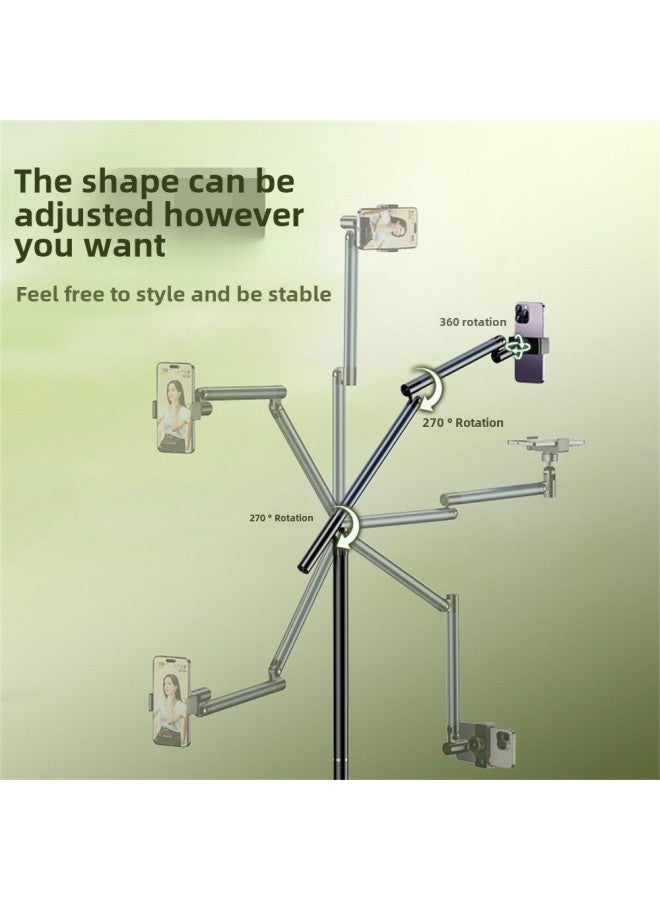 TC27 Rocker Arm Vertical Shooting Stand Live Mobile Phone Stand Floor Vertical Shooting 360 Rotating Folding Floor Reshooting Stand-Color:Black ---  Mobile Phone/tablet/Switch Universal  - Image 3