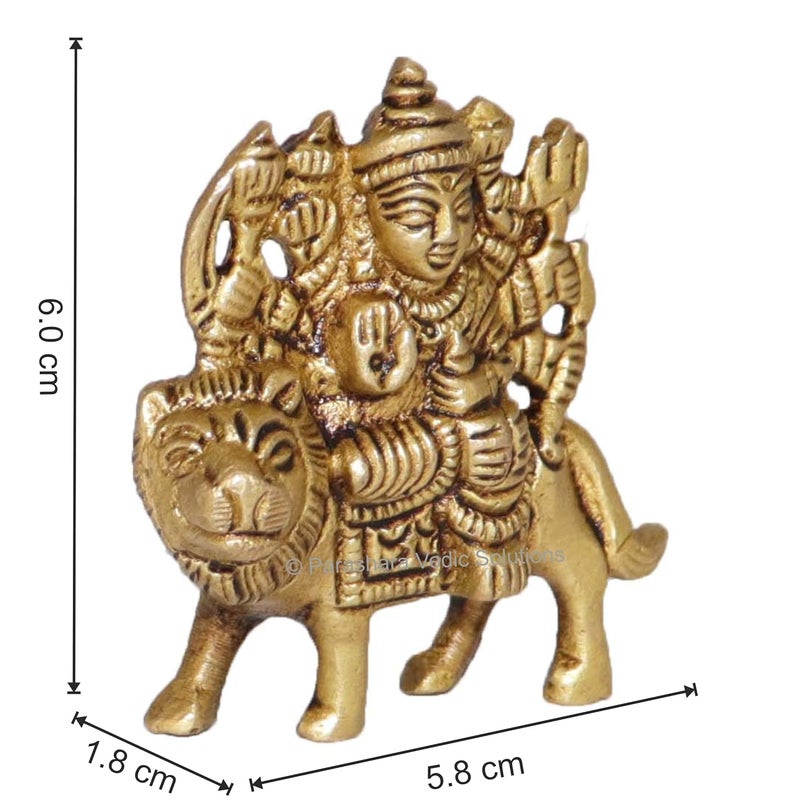 ARKAM Brass Durga MurtiDurga Maa IdolPital Durga MATA Statue Antique Brass for HomeTempleOffice Height 6 cm Weight 130 GMS - Image 5