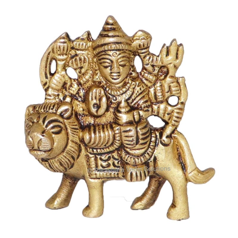 ARKAM Brass Durga MurtiDurga Maa IdolPital Durga MATA Statue Antique Brass for HomeTempleOffice Height 6 cm Weight 130 GMS - Image 1