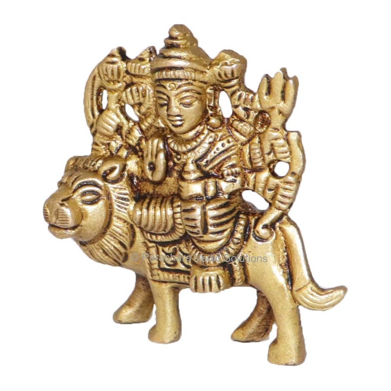 ARKAM Brass Durga MurtiDurga Maa IdolPital Durga MATA Statue Antique Brass for HomeTempleOffice Height 6 cm Weight 130 GMS - Image 3