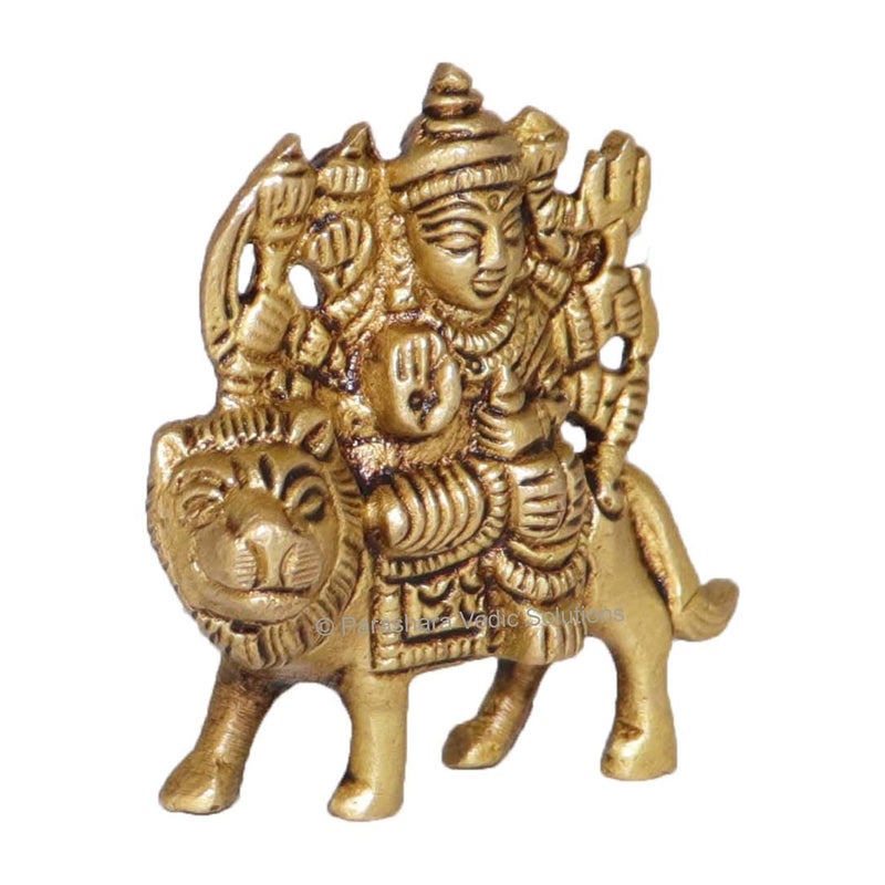 ARKAM Brass Durga MurtiDurga Maa IdolPital Durga MATA Statue Antique Brass for HomeTempleOffice Height 6 cm Weight 130 GMS - Image 2