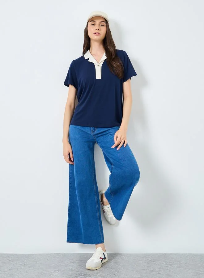 Take Two Women Solid Polo T-Shirt