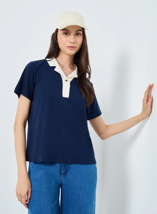 Take Two Women Solid Polo T-Shirt