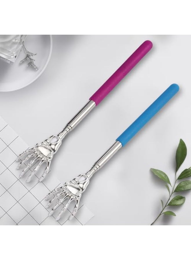 2PCS Portable Stainless Steel Retractable Metal Back Scraper Rubber Handle Back Flap - Image 1