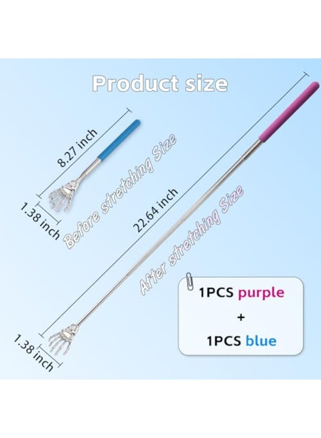 2PCS Portable Stainless Steel Retractable Metal Back Scraper Rubber Handle Back Flap - Image 4