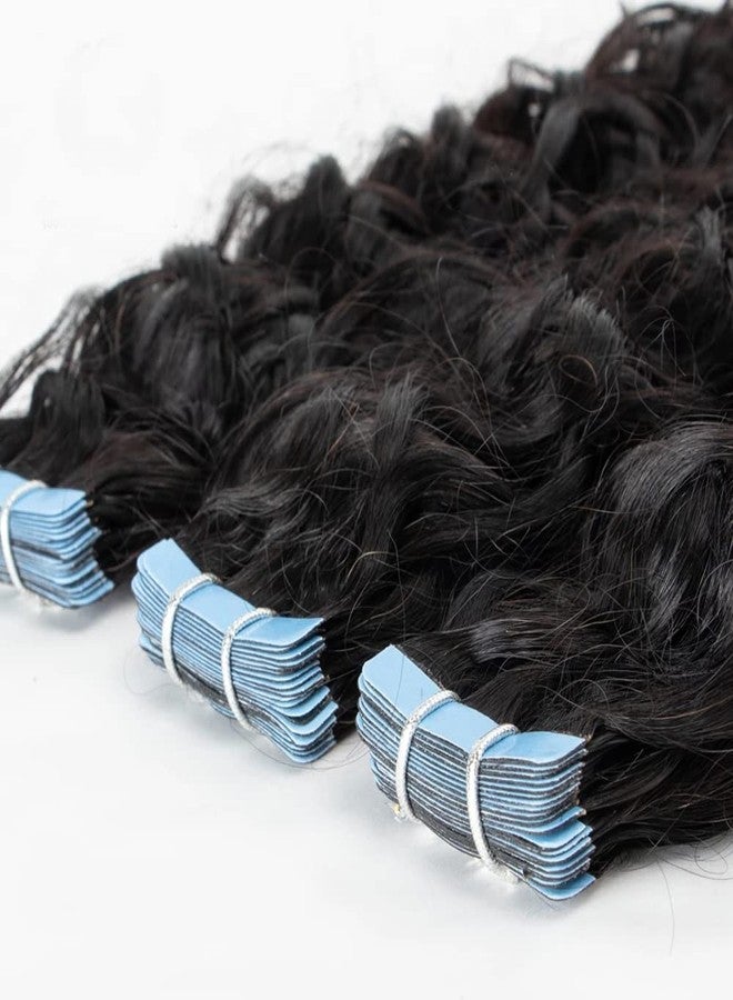 Smartinnov Water Wave Tape in Human Hair Extensions 20 Inch Curly Wave Brazilian Human Hair Adhesive Remy Hair Skin Weft Seamless Invisible PU Tape Ins for Black Women Thick End Double Sided 50g 20pcs/Pack - Image 5