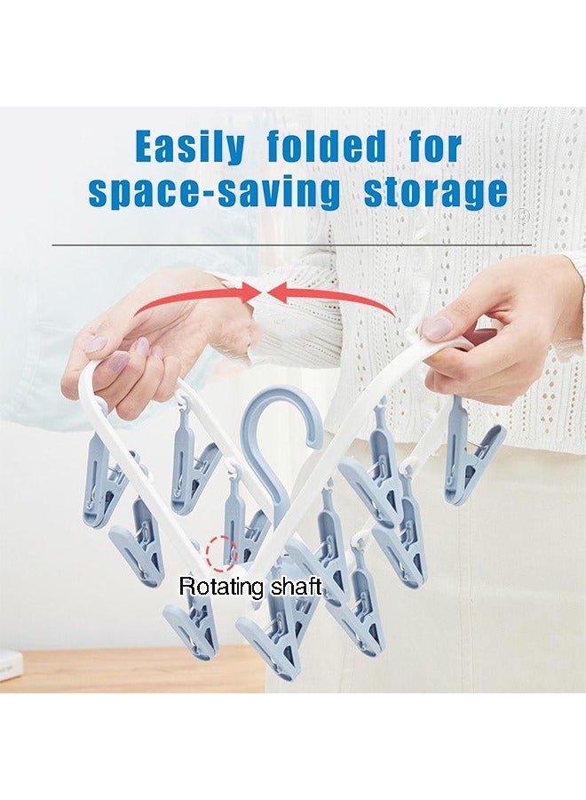 YelaJoy Foldable Clip Hangers, Hanger with 32 Drying Clips, Plastic Laundry Clip, Round Clothes Hanger Organizer, 360° Rotatable Drying Rack for Socks, Lingerie, Towels and Other Small Objects (Grey, 2PCS)  - Image 4
