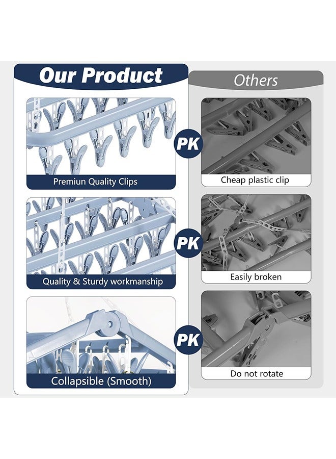 YelaJoy Foldable Clip Hangers, Hanger with 32 Drying Clips, Plastic Laundry Clip, Round Clothes Hanger Organizer, 360° Rotatable Drying Rack for Socks, Lingerie, Towels and Other Small Objects (Grey, 2PCS)  - Image 3