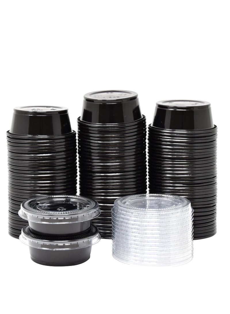 مجموعة علب صوص اسود بغطاء شفاف مكون من 50 قطعة للاستخدام مرة واحدة - Image 1