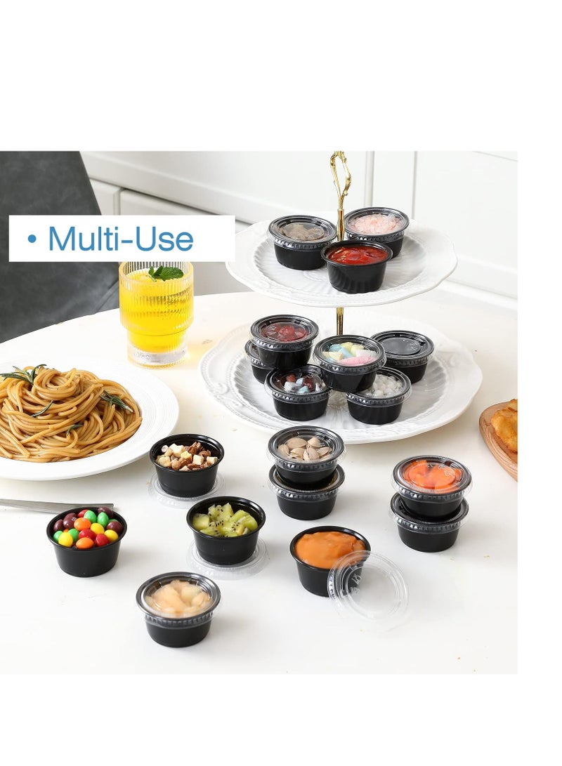 مجموعة علب صوص اسود بغطاء شفاف مكون من 50 قطعة للاستخدام مرة واحدة - Image 2