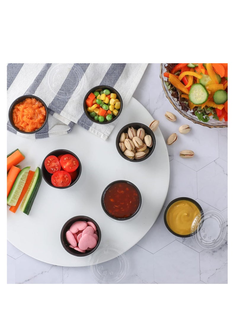 مجموعة علب صوص اسود بغطاء شفاف مكون من 50 قطعة للاستخدام مرة واحدة - Image 3