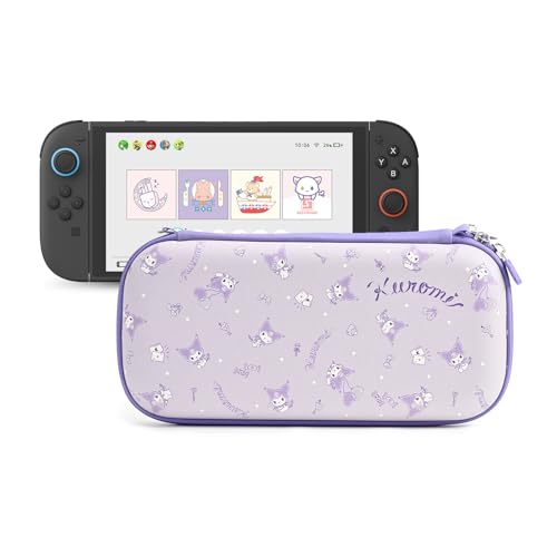 Kuitmor Slim Carrying Case Compatible with Switch 2 2025 Hard Shell Storage Bag with 12 Game Card Slots Portable Case for Switch 2 Console and Game Accessories Purple Kuromi - Image 1