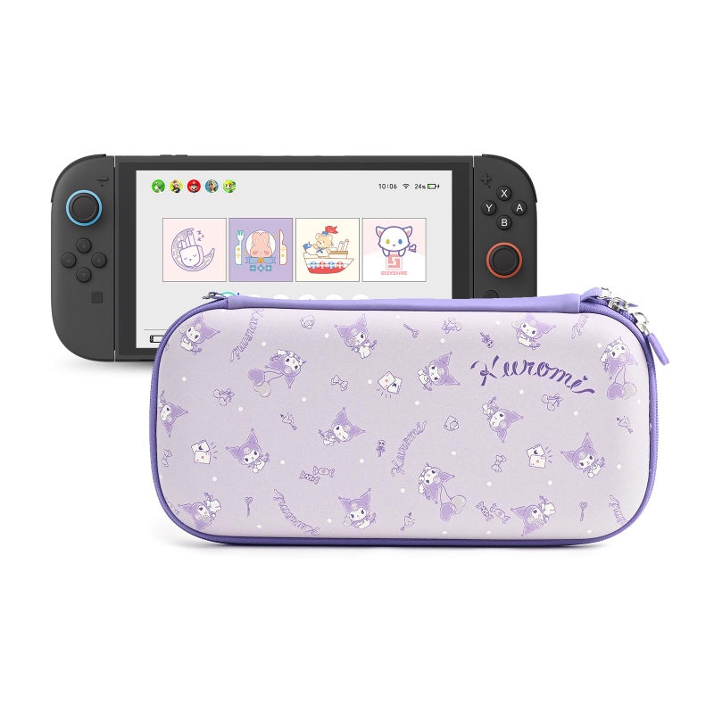 Kuitmor Slim Carrying Case Compatible with Switch 2 2025 Hard Shell Storage Bag with 12 Game Card Slots Portable Case for Switch 2 Console and Game Accessories Purple Kuromi - Image 2