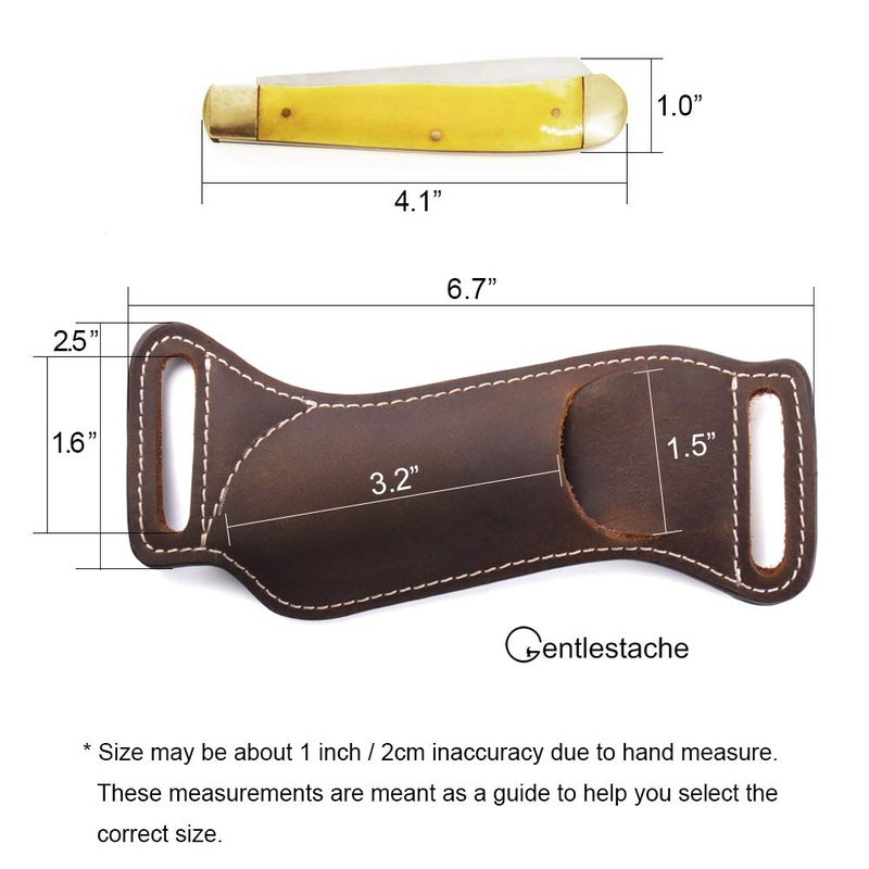 Gentlestache Leather Knife Sheaths for Belt, Pocket Knife Holder, EDC Sheath for Folding, Compact Draw Knife Holster Dark Brown - Image 5