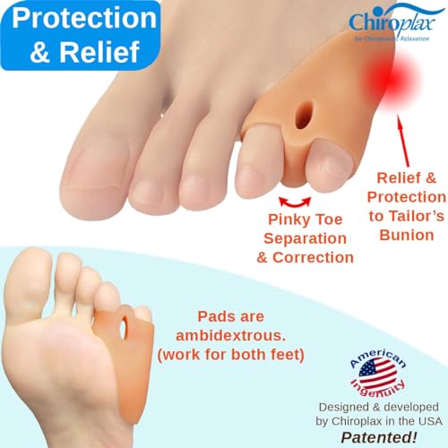Chiroplax Tailor's Bunion Corrector Pads Bunionette Pain Relief Pinky Little Toe Straightener Separator Cushion Splint Protector Shield Spacer Cover Guard (4 Pads, Shims - Large) - Image 4