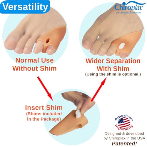 Chiroplax Tailor's Bunion Corrector Pads Bunionette Pain Relief Pinky Little Toe Straightener Separator Cushion Splint Protector Shield Spacer Cover Guard (4 Pads, Shims - Large) - Image 2