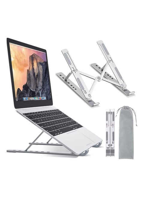 "Adjustable Laptop Stand for Desk - Foldable & Portable Laptop Riser with Ventilated Cooling, Ergonomic Design for MacBook Pro/Air, Dell, HP, Sony, Notebooks - Lightweight, Durable & Space-Saving"