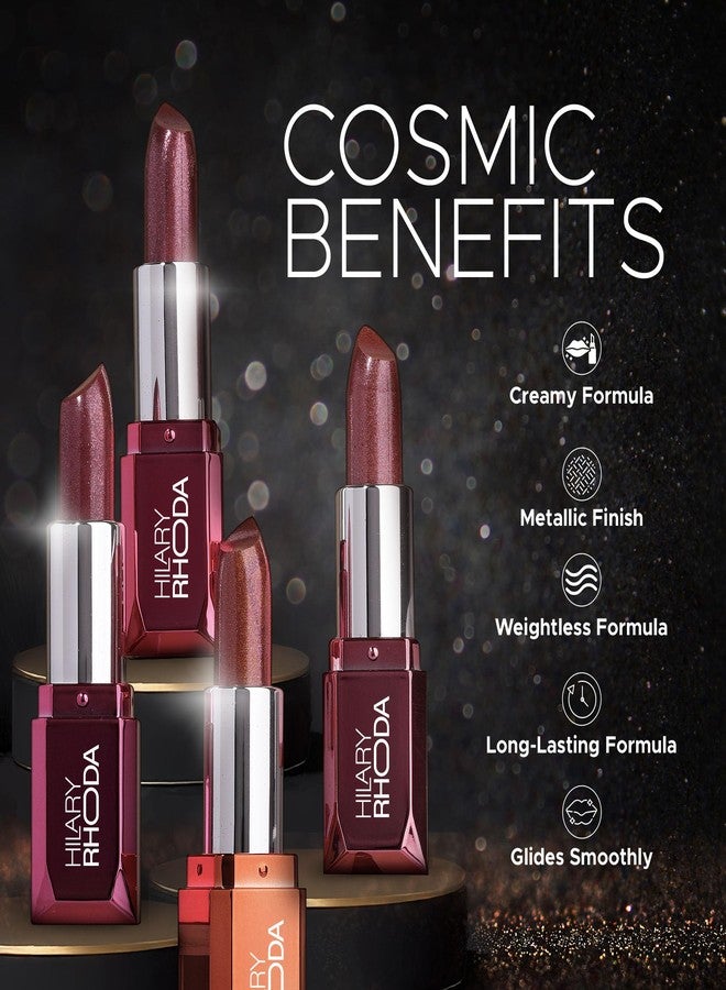 Hilary Rhoda Starlight Metallic Lipstick | Metallic Shine Glitter | Creamy & Long Lasting Lipstick | Lightweight & Hydrating Formula | 4g (Pink Saturn - Shade 02) - Image 4