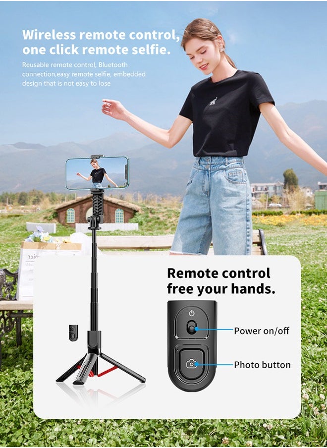 Joshberg Selfie Stick,Portable Selfie Stick Tripod,Phone Stabilizer Extendable to 90cm, 360°Rotating Multifunctional Phone Holder with Wireless Remote Control and Two LED Light Suitable for All Cell Phones  - Image 4