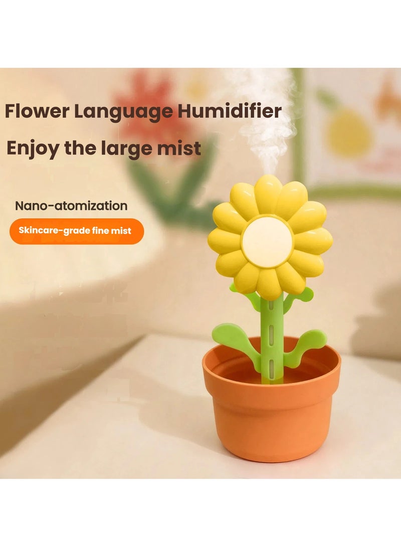 general 280ml Flower Shape Humidifier - Type-C Charging Nano Cool Mist with 7-Color Night Light 19.5*9.5cm Ultra-Quiet for Home Office - Image 2