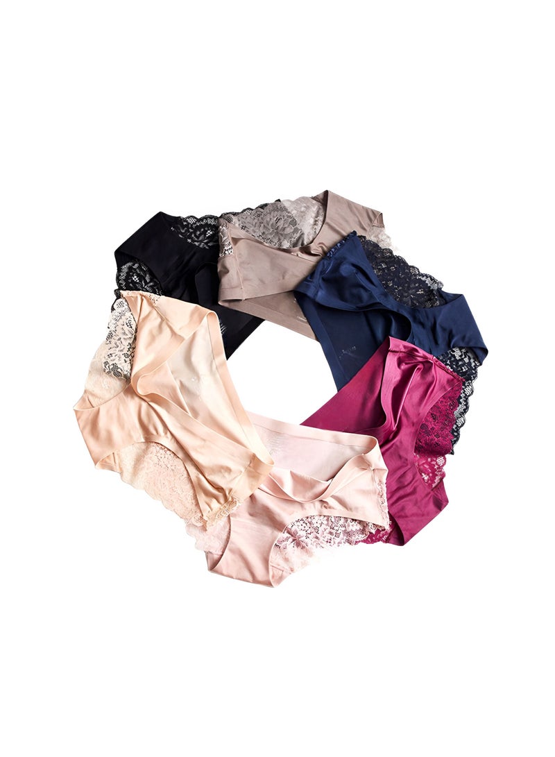 6-Pack Mid Waist Panty Hipster Panties With Lace Multicolor  - Image 2