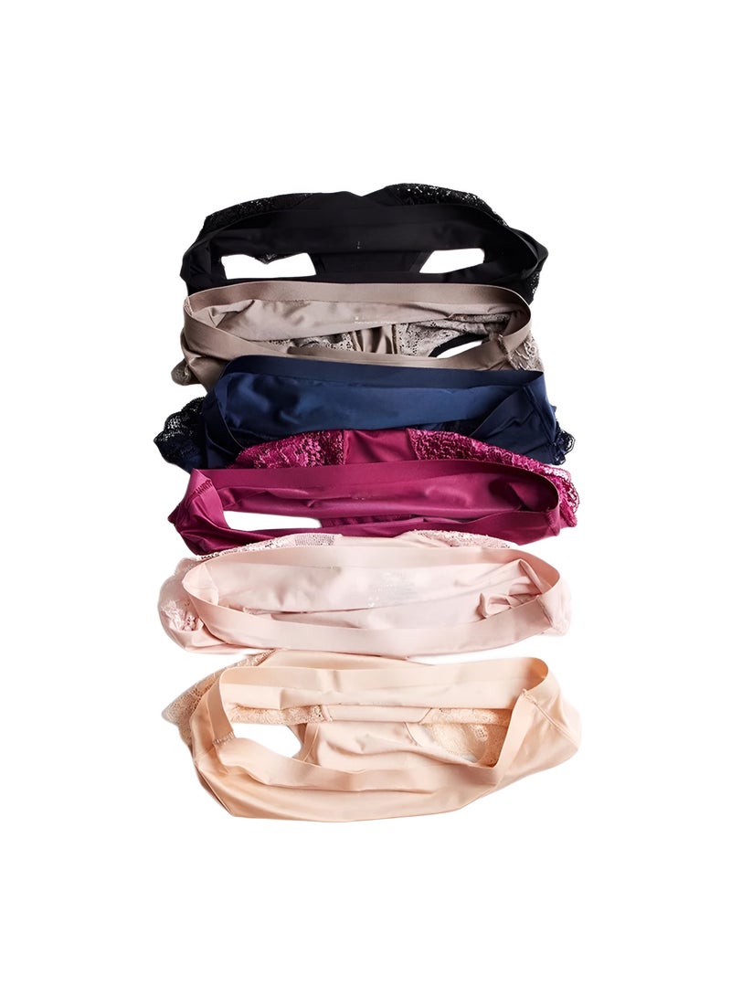6-Pack Mid Waist Panty Hipster Panties With Lace Multicolor  - Image 4