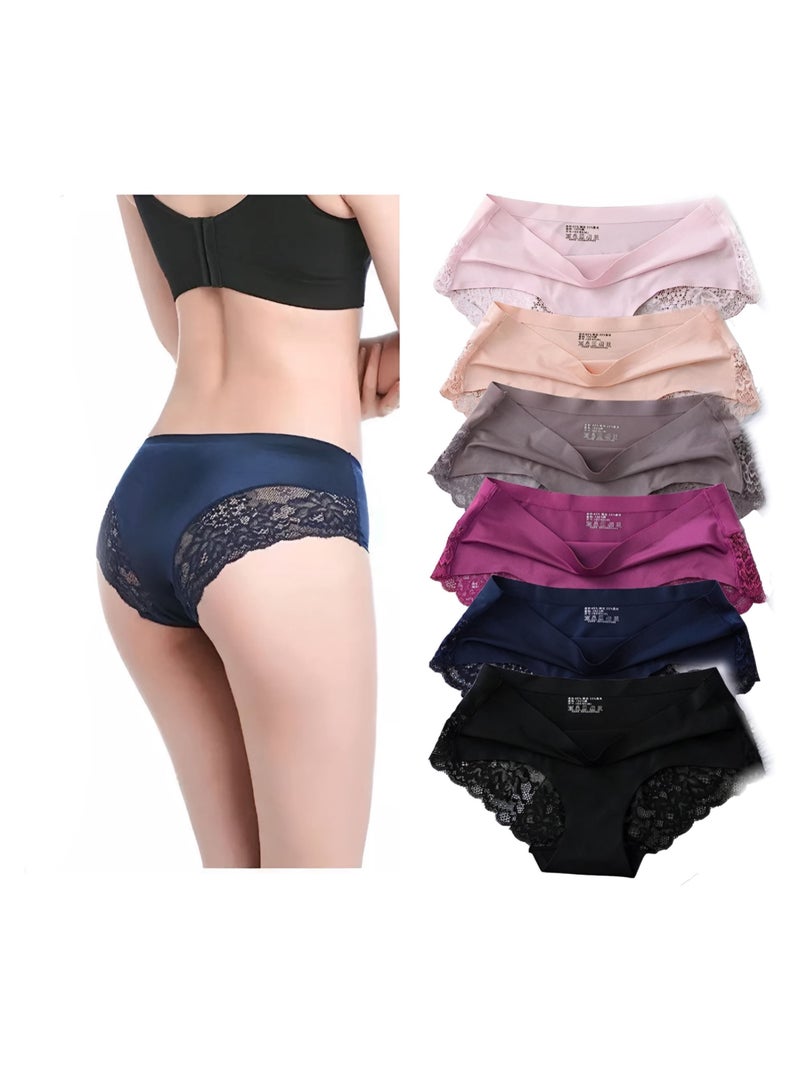 6-Pack Mid Waist Panty Hipster Panties With Lace Multicolor  - Image 1