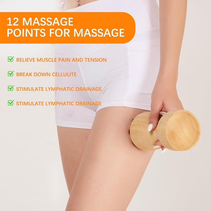 AICNLY 2in1 Wood Therapy Massage Tools for Body Shaping Lymphatic Drainage Massager Maderoterapia kit Wooden Massage Roller AntiCellulite Massager Body Sculpting Tools Set - Image 2