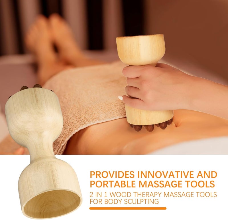 AICNLY 2in1 Wood Therapy Massage Tools for Body Shaping Lymphatic Drainage Massager Maderoterapia kit Wooden Massage Roller AntiCellulite Massager Body Sculpting Tools Set - Image 3