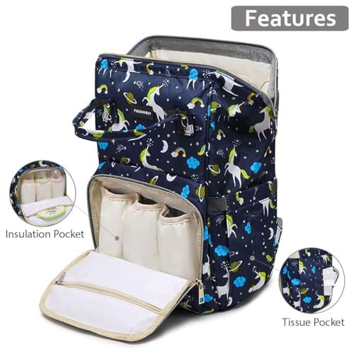 PACKNBUY Diaper Bag for Mothers for Travel with Changing Mat, Maternity Bag with Insulated Bottle Pockets, Water Resistant, Multiple Pockets Baby Diaper Bag for Newborn Baby Products (Indigo Blue) - Image 4